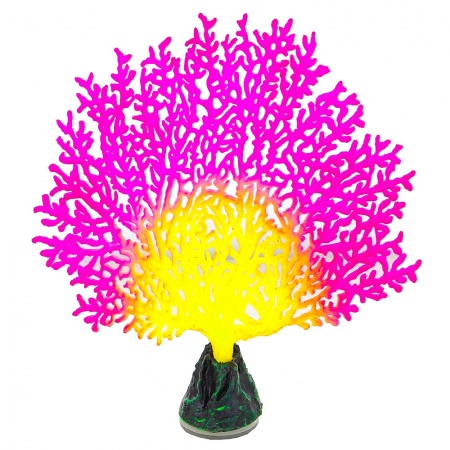 Флуорисцентная аквариумная декорация GLOXY Коралл веерный розовый, 13,5х3х16см